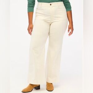 NWOT J Crew Lizzie high-rise patch-pocket wide-leg pants light khaki off-white